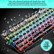 104 Keys Green Shaft RGB Luminous Keyboard Computer Game USB Wired Metal Mechanical Keyboard, Cabel Length:1.5m, Style: Punk Word Through Version (White)
