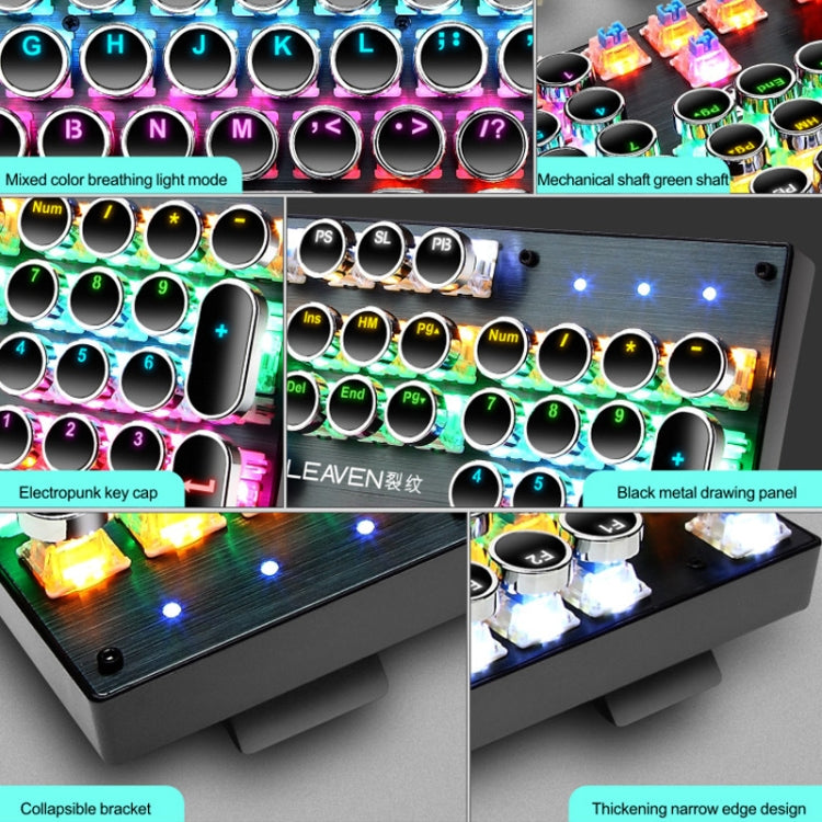 104 Keys Green Shaft RGB Luminous Keyboard Computer Game USB Wired Metal Mechanical Keyboard, Cabel Length:1.5m, Style: Punk Word Through Version (White)