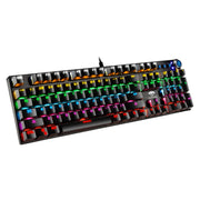 LEAVEN K990 Knob Version 104 Keys Office Computer Game Mechanical Green Axis Wired Keyboard, Cabel Length:1.8m(White)