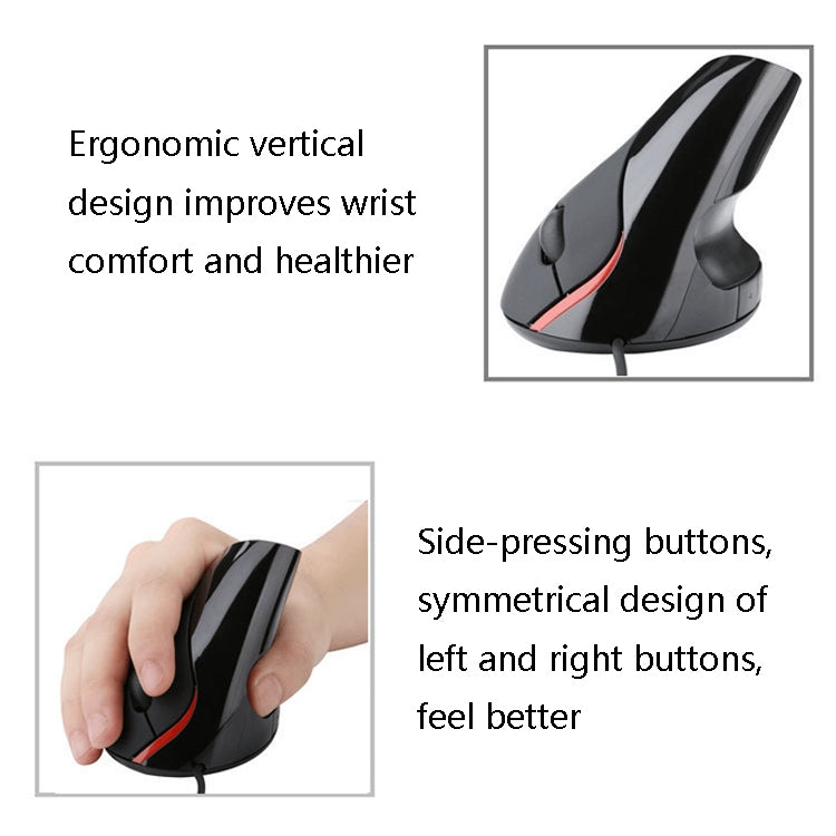 JSY-12 5 Keys USB Wired Vertical Mouse Ergonomic Wrist Brace Optical Mouse(Silver Gray)
