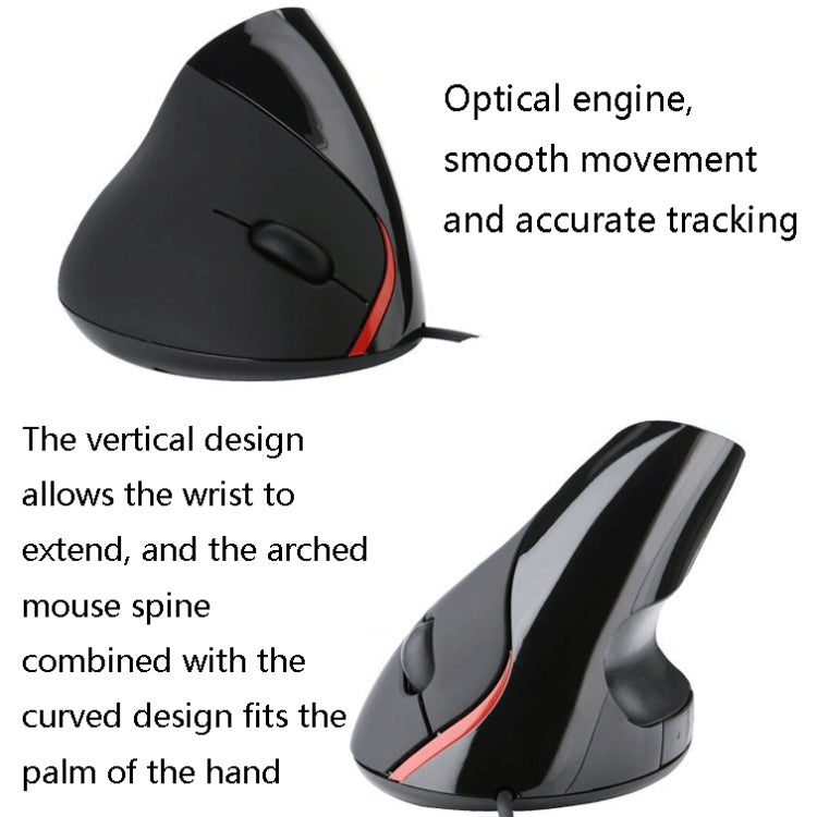 JSY-12 5 Keys USB Wired Vertical Mouse Ergonomic Wrist Brace Optical Mouse(Purple)