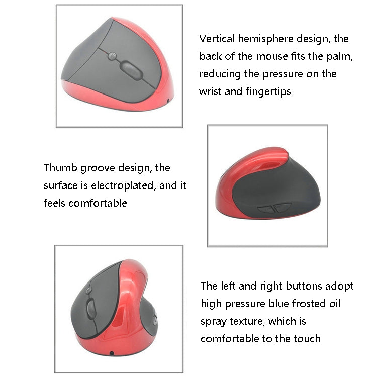 JSY-03 6 Keys Wireless Vertical Charging Mouse Ergonomic Vertical Optical Mouse(Purple)