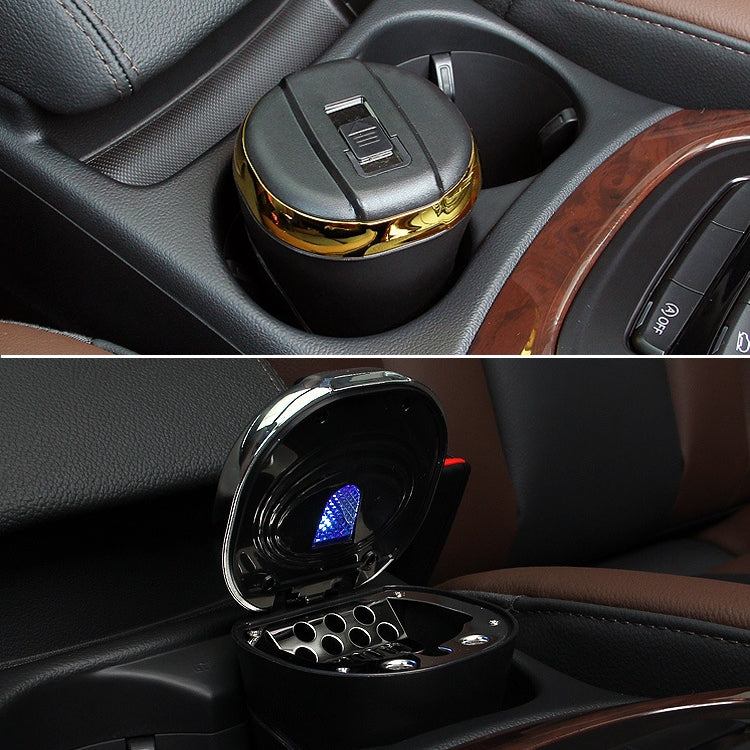 N09C Car Ashtray With Lamp And Cover Car Ashtray(Gold)