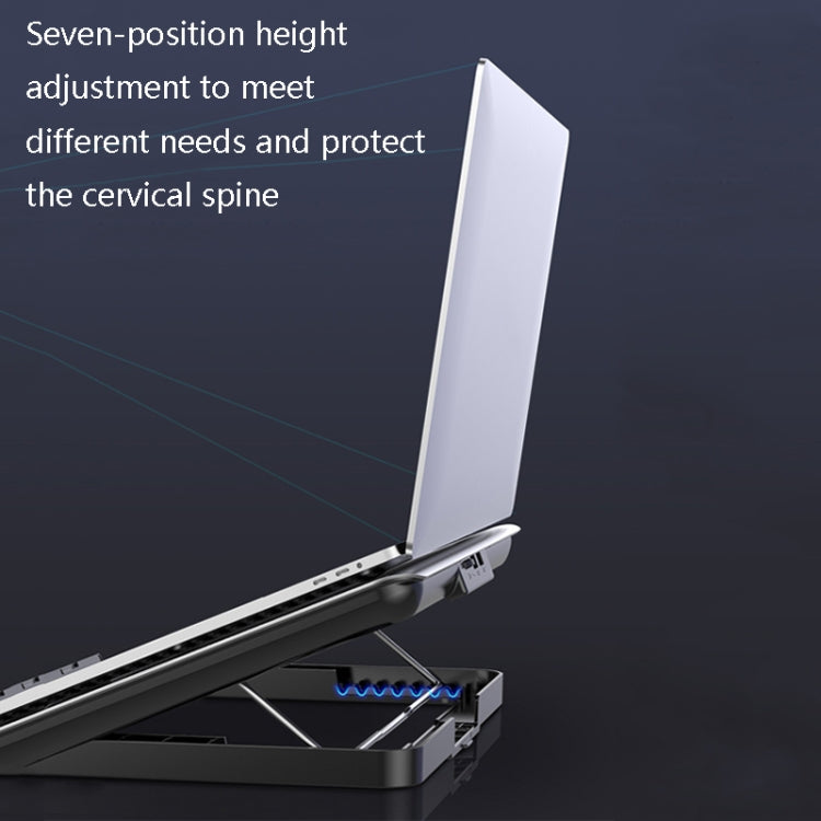 ICE COOREL Laptop Aluminum Alloy Radiator Fan Silent Notebook Cooling Bracket, Colour: Space Silver