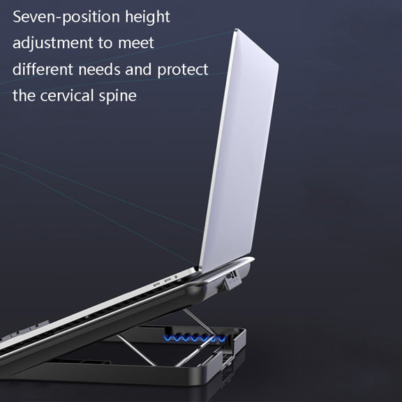 ICE COOREL Laptop Aluminum Alloy Radiator Fan Silent Notebook Cooling Bracket, Colour: Six-Fan Space Silver