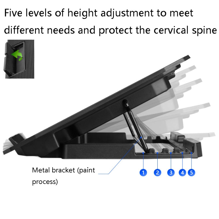ICE COOREL N106 Laptop Base Adjustment Radiator Dual-Fan Notebook Cooling Bracket, Colour: Standard Version (Blue Light)