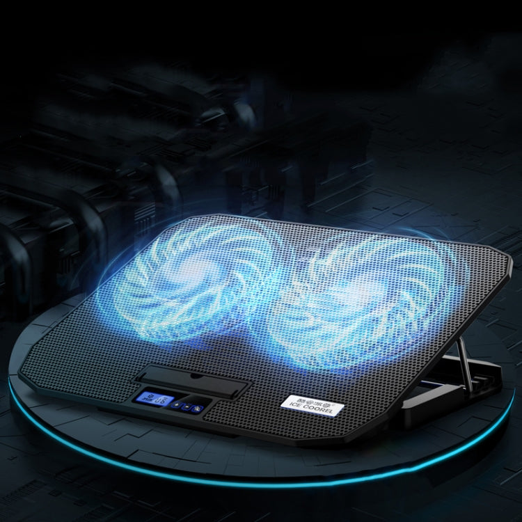 ICE COOREL N106 Laptop Base Adjustment Radiator Dual-Fan Notebook Cooling Bracket, Colour: Standard Version (Blue Light)