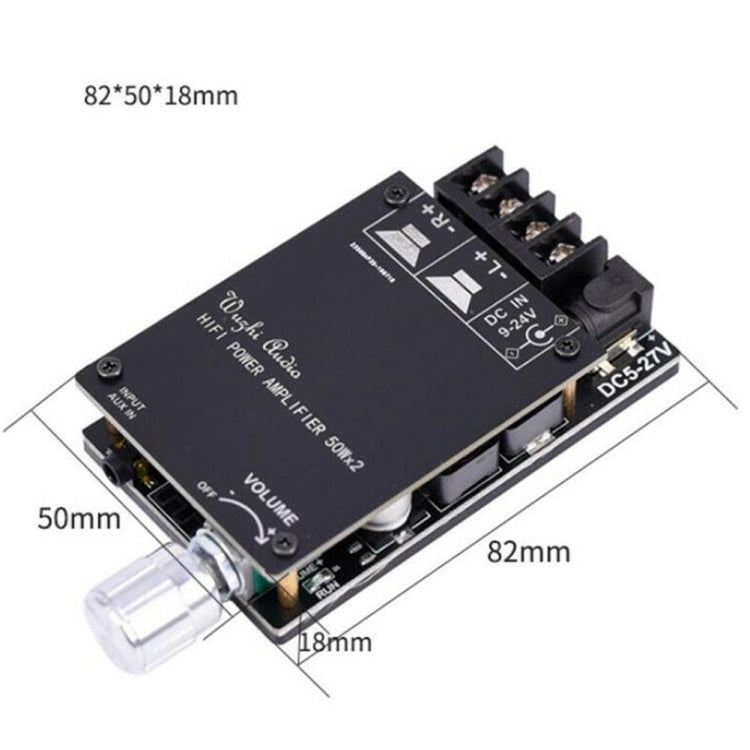 ZK-502C HIFI Wireless Bluetooth 5.0 TPA3116 Digital Power Audio Amplifier Board  50W X 2 Stereo AMP Amplificador With Shell