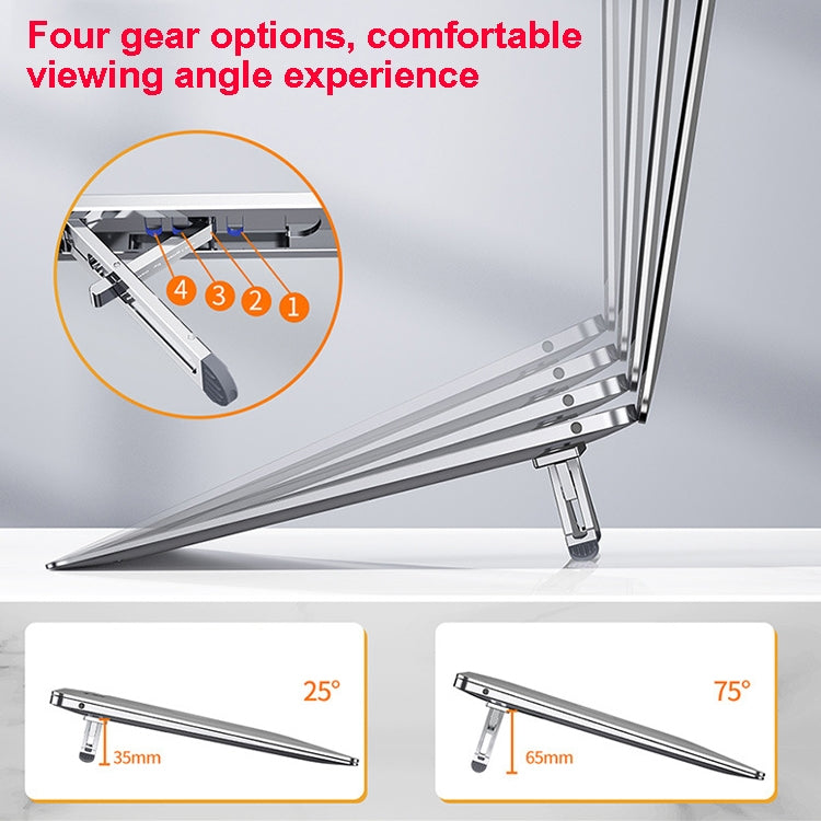 Oatsbasf K01 Adjustable Desktop Heightening Base Aluminum Alloy Radiator Folding Laptop Stand(Gray)