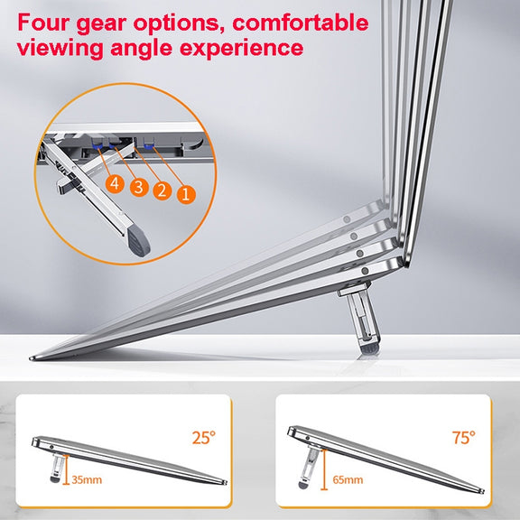 Oatsbasf K01 Adjustable Desktop Heightening Base Aluminum Alloy Radiator Folding Laptop Stand(Gray)