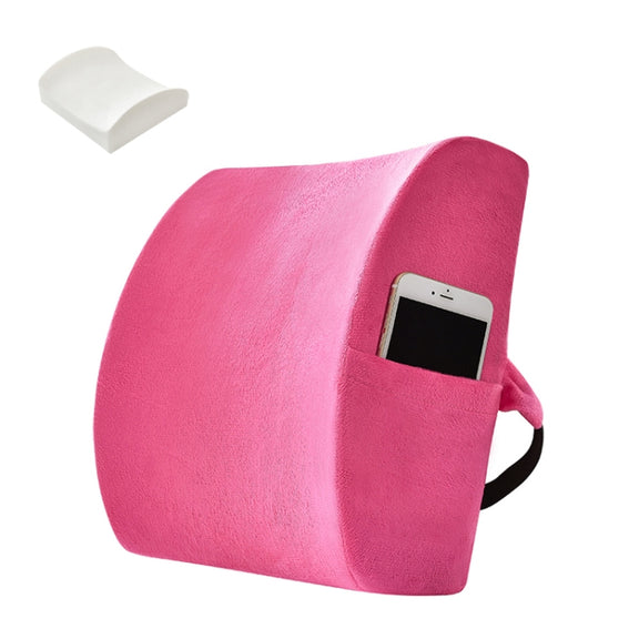 Office Waist Cushion Car Pillow With Pillow Core, Style: Memory Foam(Suede Rose Red)