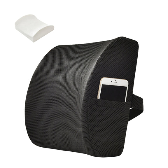 Office Waist Cushion Car Pillow With Pillow Core, Style: Memory Foam(Mesh Black)