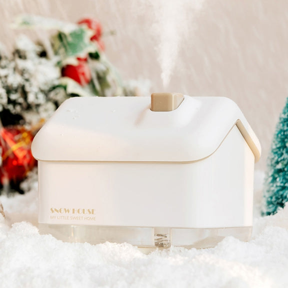 QB2020-008-G1 Mini Snow House Air Humidifier USB Bedroom Christmas Humidifier(White)