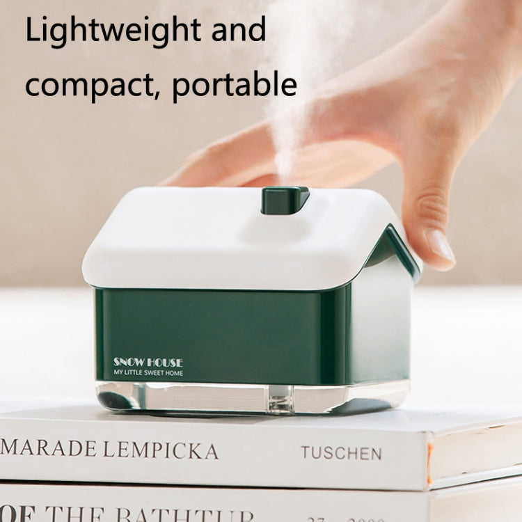 QB2020-008-G1 Mini Snow House Air Humidifier USB Bedroom Christmas Humidifier(Green)