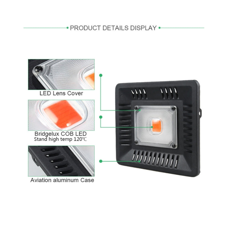 50W Ultra-Thin LED Plant Light, Full Spectrum COB Growth Light, Vegetable, Fruit & Flower Greenhouse Fill Light With Plug, Specification:EU Plug