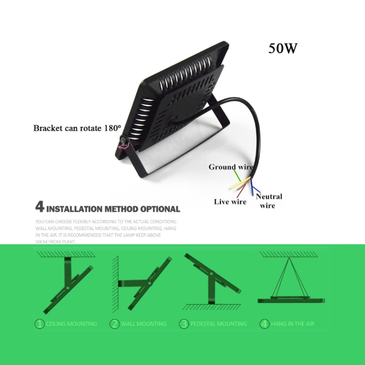 50W Ultra-Thin LED Plant Light, Full Spectrum COB Growth Light, Vegetable, Fruit & Flower Greenhouse Fill Light With Plug, Specification:EU Plug