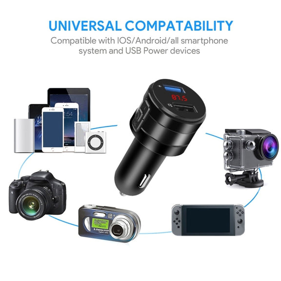 X20 Black Car Bluetooth Handsfree Car FM Transmitter Music Player Car Charger
