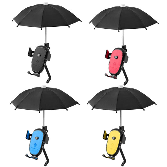 CYCLINGBOX BG-2935 Bicycle Mobile Phone Bracket With Umbrella Water-resistant Navigation Electric Car Mobile Phone Frame, Style: Rearview Mirror Installation (Yellow)