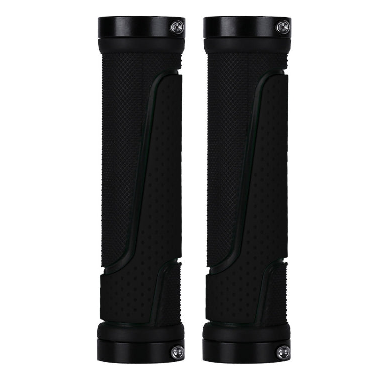 1pair BG-0404 Bicycle Rubber Handle Cover The Mountain Bike Bilateral Lock Dead Anti-Slip Handle Cover(Black)