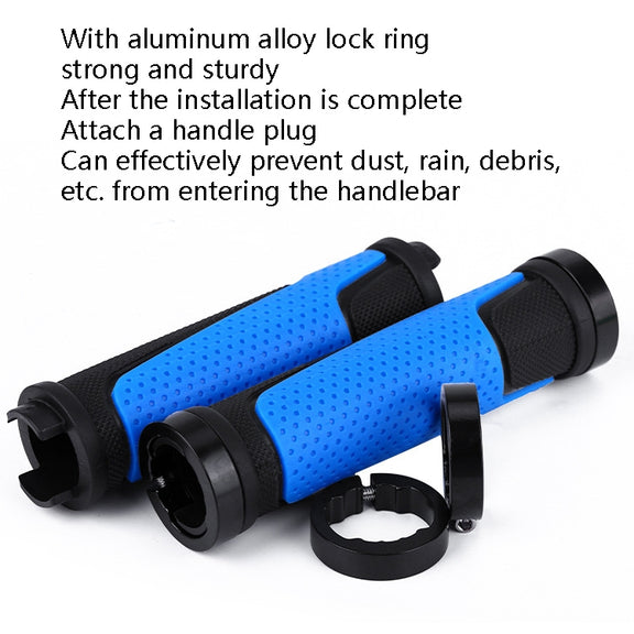 1pair BG-0404 Bicycle Rubber Handle Cover The Mountain Bike Bilateral Lock Dead Anti-Slip Handle Cover(Blue)