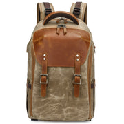 K805 Water-resistant Batik Canvas Camera Backpack Outdoor Liner Shoulder Photography Bag(Khaki)