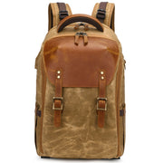 K805 Water-resistant Batik Canvas Camera Backpack Outdoor Liner Shoulder Photography Bag(Soil Yellow)