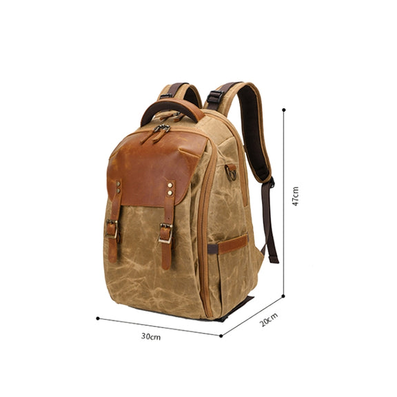 K805 Water-resistant Batik Canvas Camera Backpack Outdoor Liner Shoulder Photography Bag(Soil Yellow)