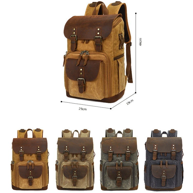 K-86 Casual Shoulder Camera Bag Contrast Water-resistant Batik Canvas Single Digital Camera Photo Backpack(Green)