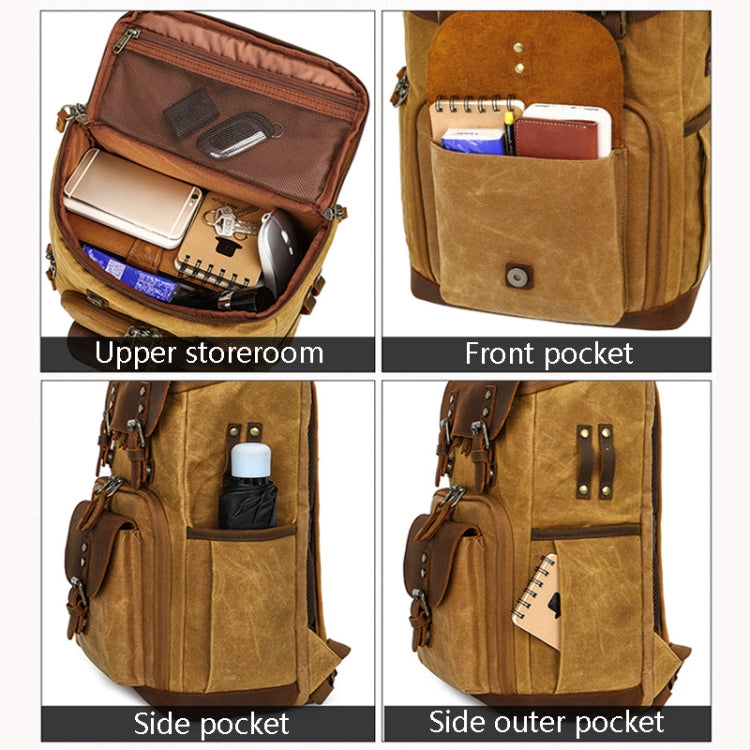K-86 Casual Shoulder Camera Bag Contrast Water-resistant Batik Canvas Single Digital Camera Photo Backpack(Green)
