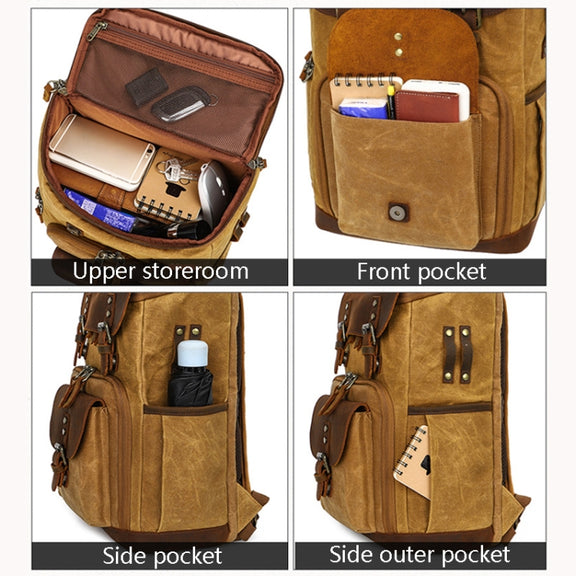 K-86 Casual Shoulder Camera Bag Contrast Water-resistant Batik Canvas Single Digital Camera Photo Backpack(Green)