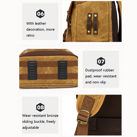 K-86 Casual Shoulder Camera Bag Contrast Water-resistant Batik Canvas Single Digital Camera Photo Backpack(Green)