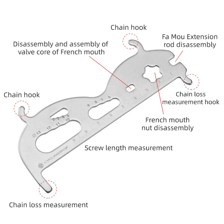 CYCLINGBOX Mountain Bicycle Chain Wear Measuring Ruler Measuring Chain Ruler Inspection Tool(Black)