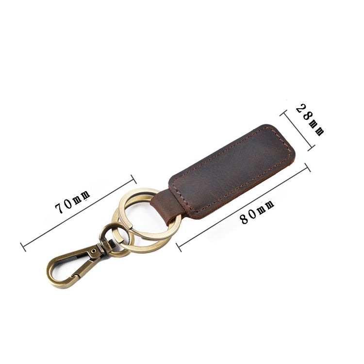 2 PCS Handmade Crazy Horse Leather Retro Keychain Car Couple Keychain, Specification: Double Ring( Brown)