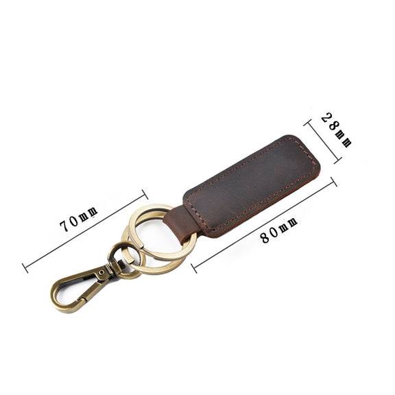 2 PCS Handmade Crazy Horse Leather Retro Keychain Car Couple Keychain, Specification: Double Ring( Brown)
