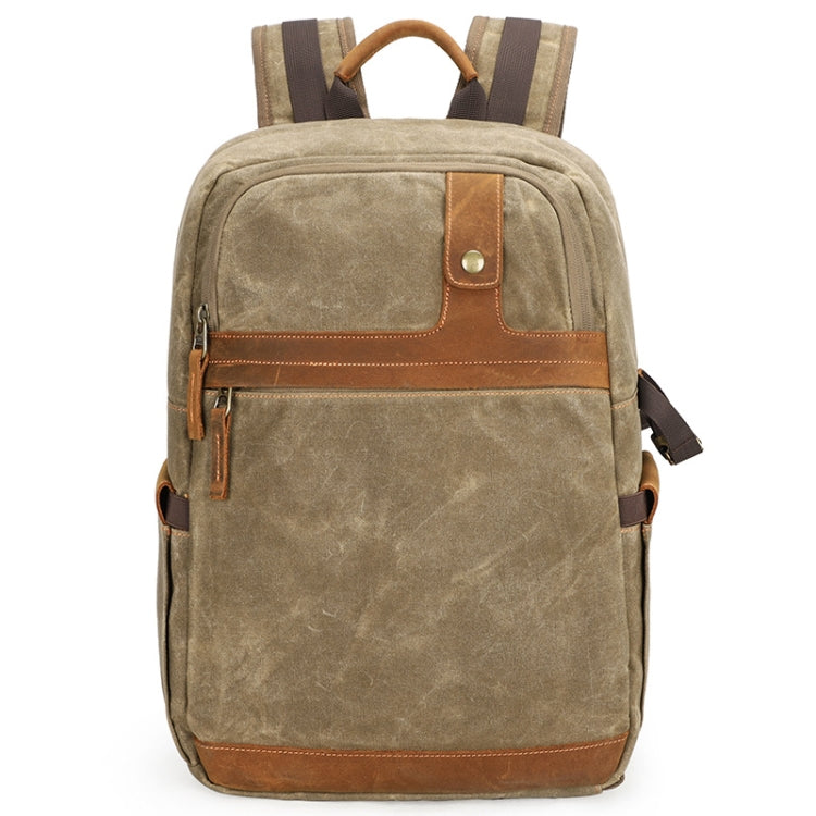 D1383 Outdoor SLR Digital Camera Backpack Water-resistant Batik Canvas Camera Bag(Khaki)