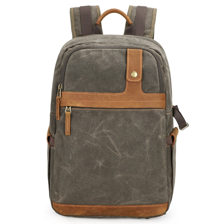 D1383 Outdoor SLR Digital Camera Backpack Water-resistant Batik Canvas Camera Bag(Green)