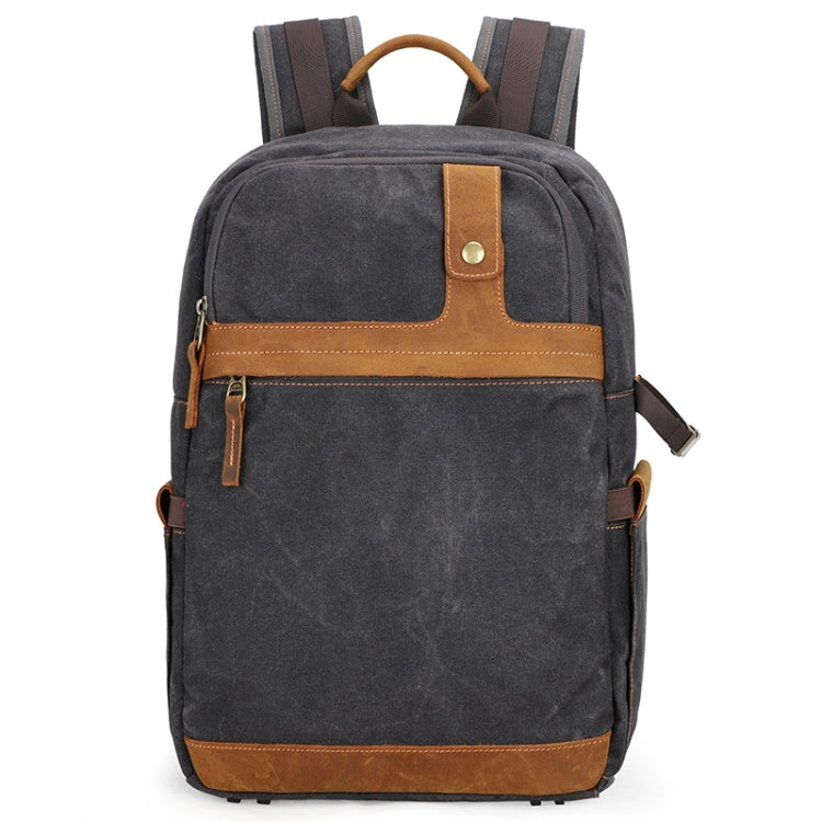 D1383 Outdoor SLR Digital Camera Backpack Water-resistant Batik Canvas Camera Bag(Gray)