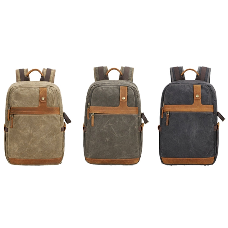 D1383 Outdoor SLR Digital Camera Backpack Water-resistant Batik Canvas Camera Bag(Gray)
