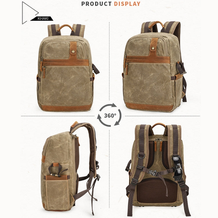 D1383 Outdoor SLR Digital Camera Backpack Water-resistant Batik Canvas Camera Bag(Gray)