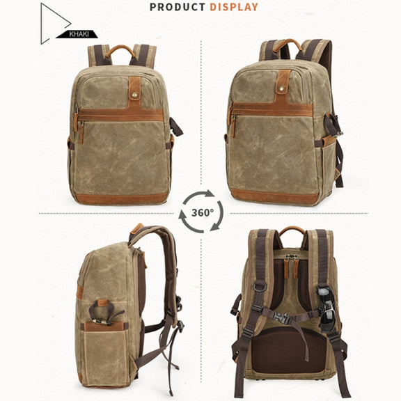 D1383 Outdoor SLR Digital Camera Backpack Water-resistant Batik Canvas Camera Bag(Gray)