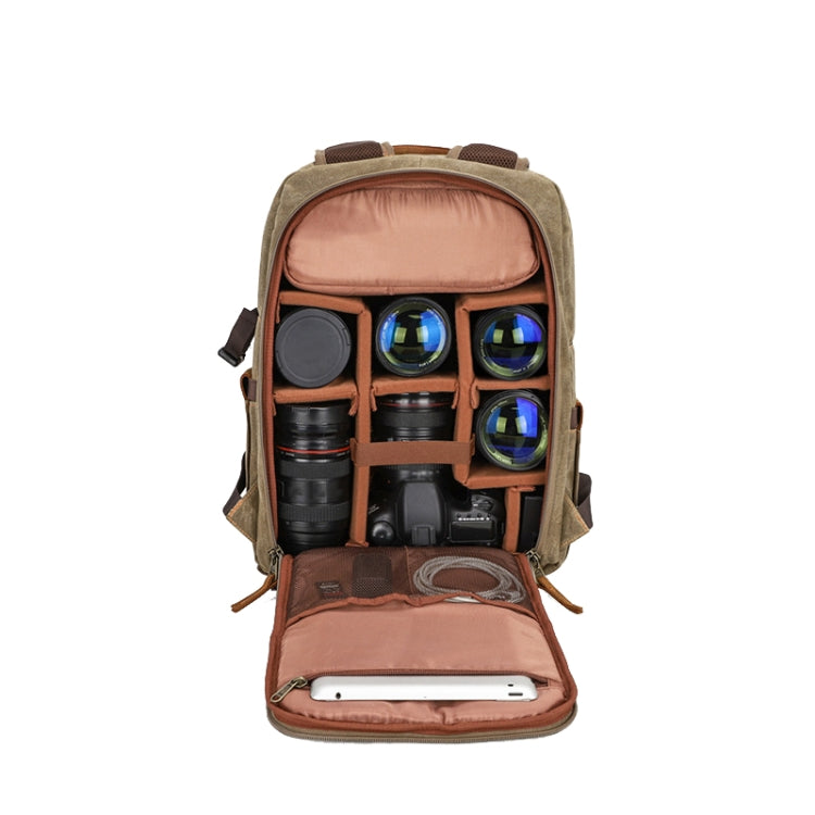 D1383 Outdoor SLR Digital Camera Backpack Water-resistant Batik Canvas Camera Bag(Gray)