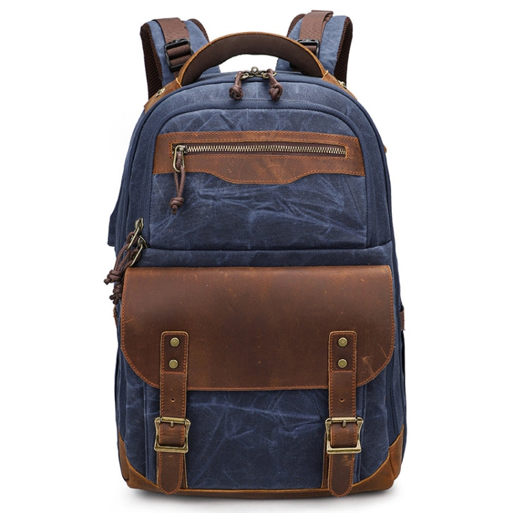 K813 Retro SLR Camera Bag Canvas Shoulder Computer Camera Bag(Blue)