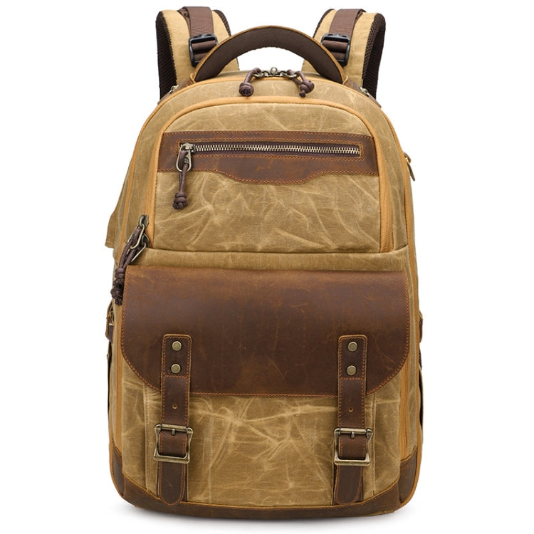 K813 Retro SLR Camera Bag Canvas Shoulder Computer Camera Bag(Soil Yellow)