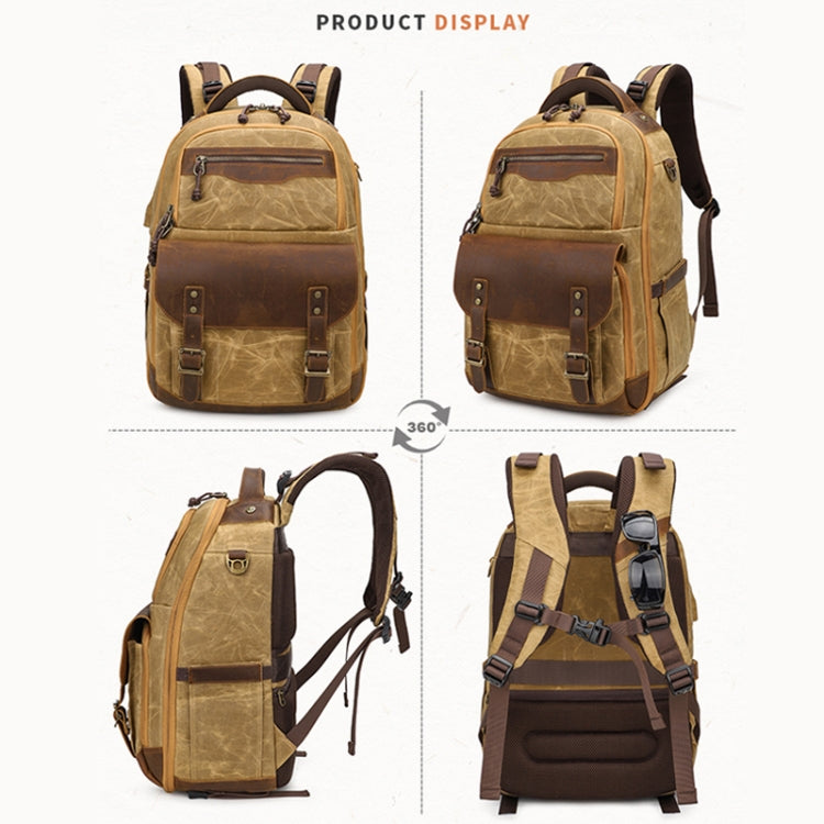K813 Retro SLR Camera Bag Canvas Shoulder Computer Camera Bag(Soil Yellow)