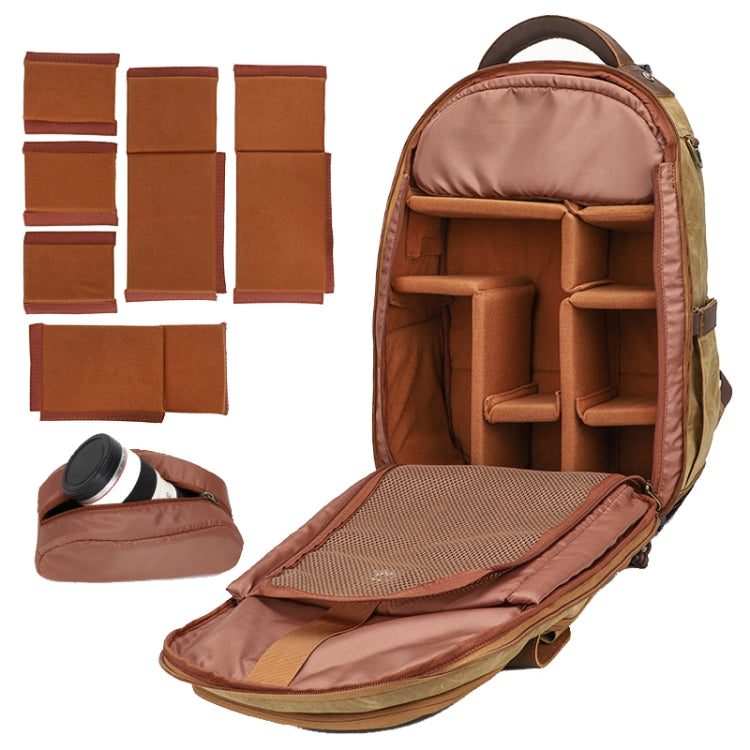 K813 Retro SLR Camera Bag Canvas Shoulder Computer Camera Bag(Soil Yellow)