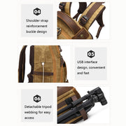 K813 Retro SLR Camera Bag Canvas Shoulder Computer Camera Bag(Blue)