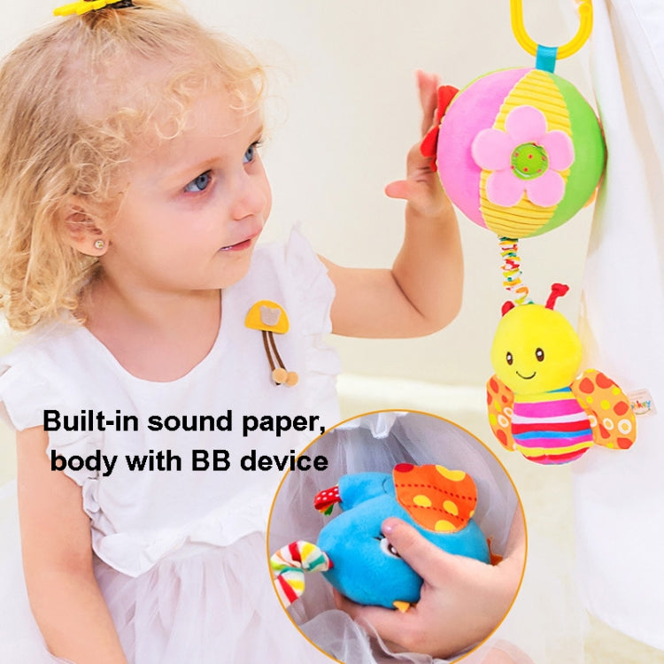 Stroller Drawstring Cloth Ball Toy Baby Soothing Hand Grab Ball Plush Bed Bell Lathe Pendant(Blue Bird)