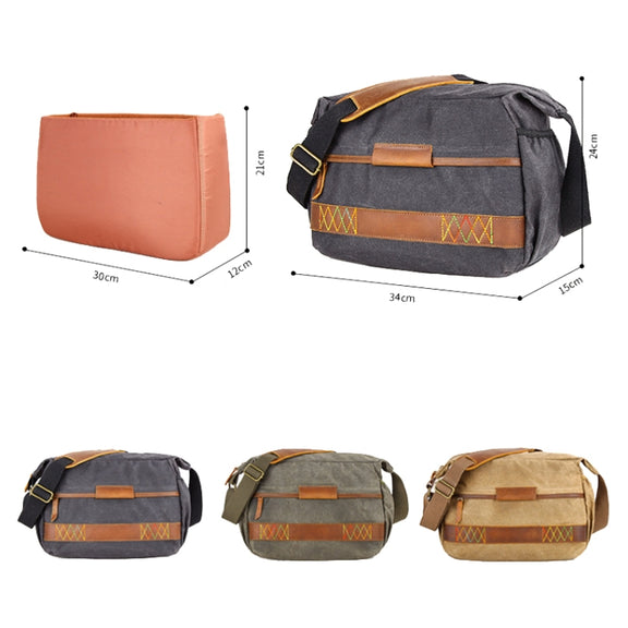 3037 SLR Camera Bag Shoulder Water-resistant Messenger Camera Bag(Khaki)