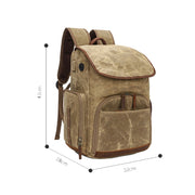 K001-D Leisure Shoulder Camera Bag Water-resistant Retro Canvas Camera Storage Backpack(Khaki)