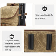 K001-D Leisure Shoulder Camera Bag Water-resistant Retro Canvas Camera Storage Backpack(Khaki)
